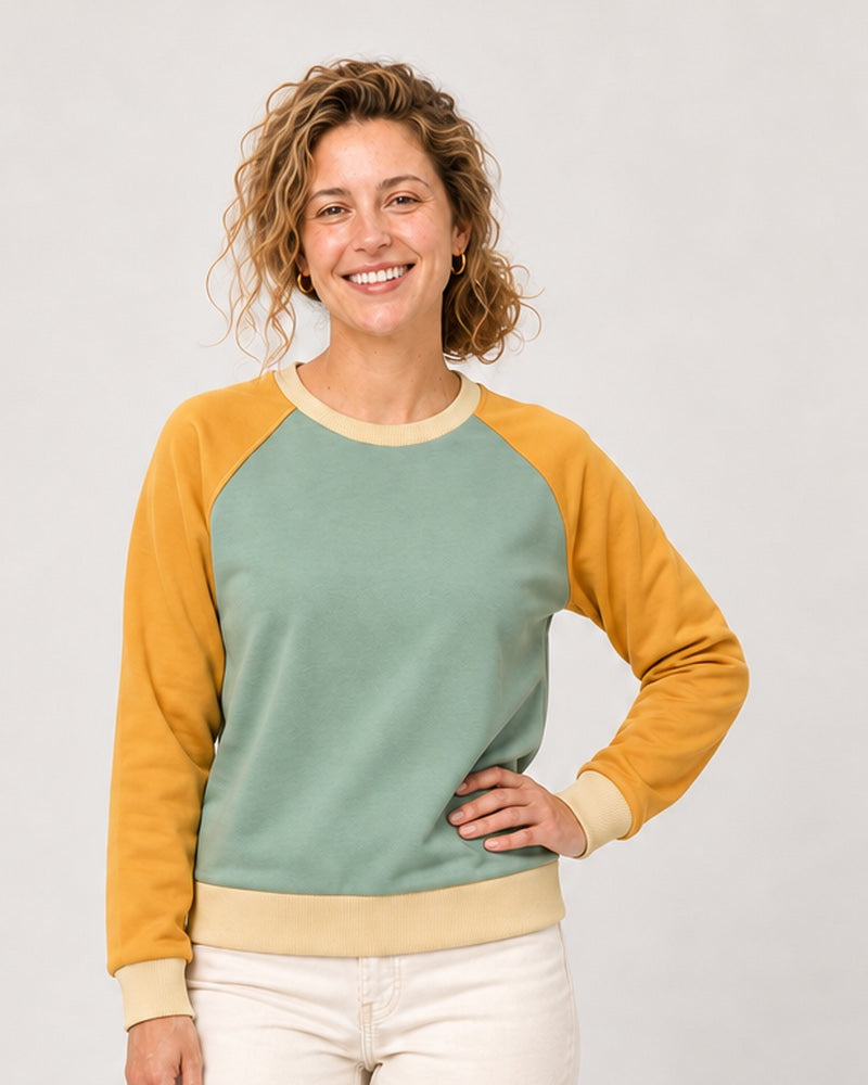 Bluza raglan - zieleń i żółć